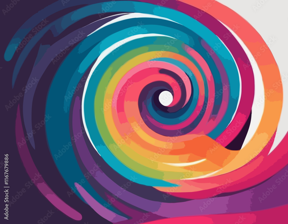 Poster Color Lines with Gradient. Abstract Modern Shapes. Vector Background with Color Dynamic Ribbon. Flowing Spiral Strokes.