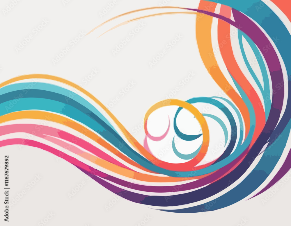 Poster Color Lines with Gradient. Abstract Modern Shapes. Vector Background with Color Dynamic Ribbon. Flowing Spiral Strokes.