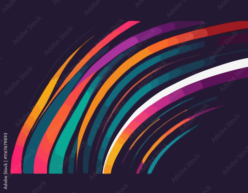Poster Color Lines with Gradient. Abstract Modern Shapes. Vector Background with Color Dynamic Ribbon. Flowing Spiral Strokes.