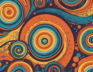 Psychedelic Swirl Carnival Pattern. Retro Waves, Swirl, Twirl Background. Abstract Groovy Texture. Y2k aesthetic