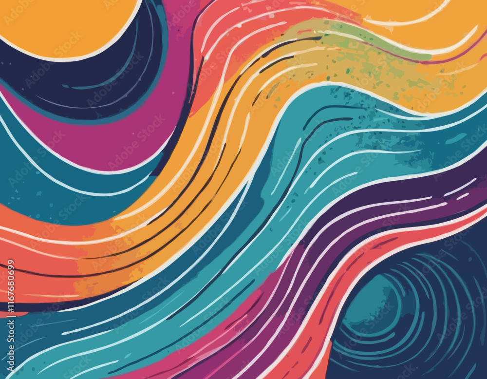 Poster abstract background with color line shapes. geometric pattern with squiggle gradient elements