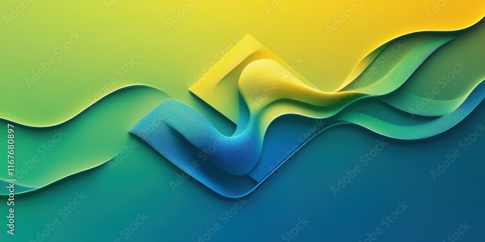 Poster a minimalist 3d logo design with beveled and extruded edges, placed over a dynamic background
