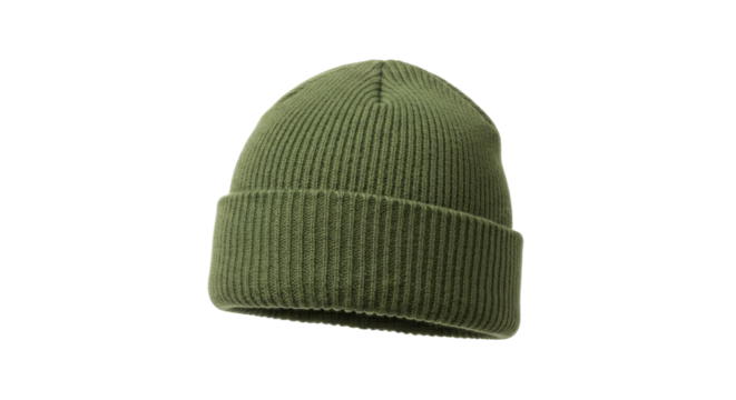 women's Green hat . knitted hat isolated on Transparent  background. Blank Green  winter hat for men isolated on Transparent background. Classic woolen beanie cap, PNG File 

