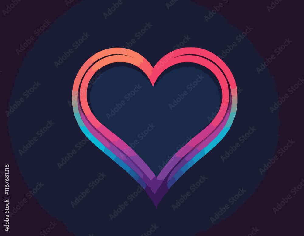 Fototapete abstract gradient line in the shape of a heart. vector loop ribbon. a colorful symbol of love. desig