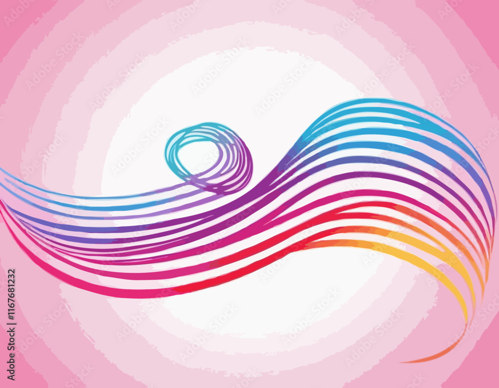 Poster abstract gradient line in the shape of a heart. vector loop ribbon. a colorful symbol of love. desig