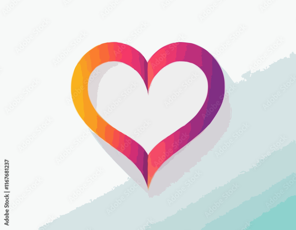 Poster abstract gradient line in the shape of a heart. vector loop ribbon. a colorful symbol of love. desig
