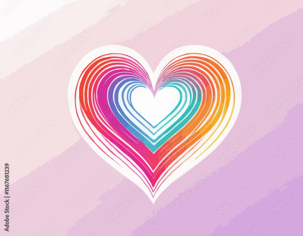 Fototapete abstract gradient line in the shape of a heart. vector loop ribbon. a colorful symbol of love. desig