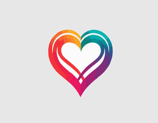 Abstract Gradient Line in the Shape of a Heart. Vector Loop Ribbon. A Colorful Symbol of Love. Design Element for Backgrounds and Valentines Day Posters.