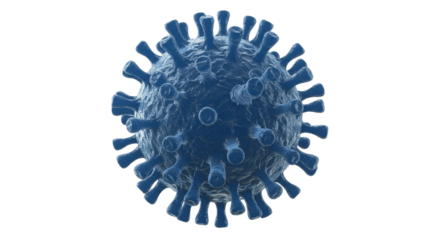 3d render of Blue flu or virus for epidemic disease isolated on transparent background, Virus Micro PNG 
