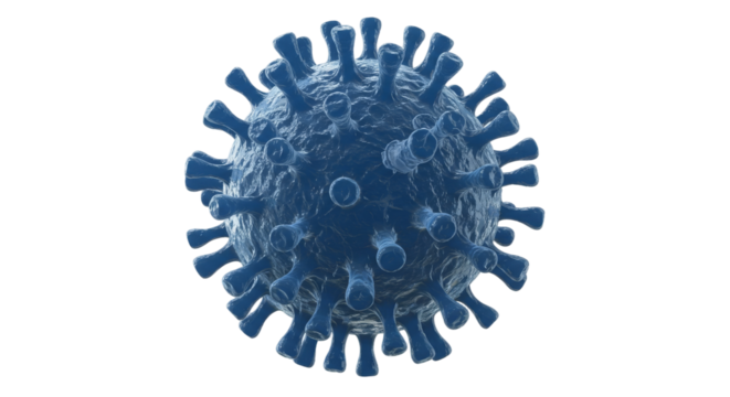 3d render of Blue flu or virus for epidemic disease isolated on transparent background, Virus Micro PNG 
