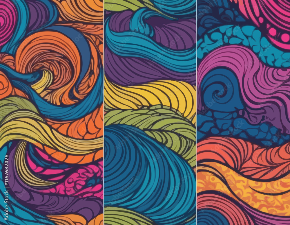 Poster abstract background with color waves. vector lines with gradients. wavy design elements. curve dynam