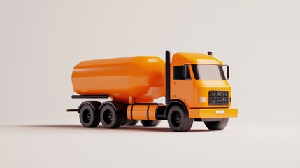 Fototapeta premium Orange tanker truck, 3D render, isolated on white background.