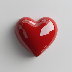 Bright red heart resting on a minimalist white background, showing elegance, simplicity and the symbol of love and affection in modern design