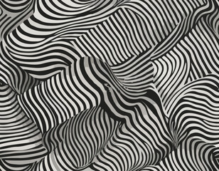 Abstract Background with Distorted Lines. Vector Seamless Pattern with Wavy Stripes. Decorative Black and White Striped Distortion Effect