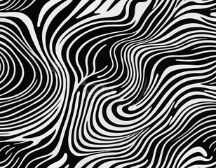 Abstract Background with Distorted Lines. Vector Seamless Pattern with Wavy Stripes. Decorative Black and White Striped Distortion Effect