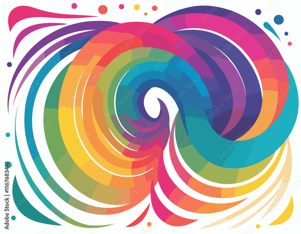 Poster color gradient line shapes. abstract wavy ribbons. vector rainbow spiral design elements