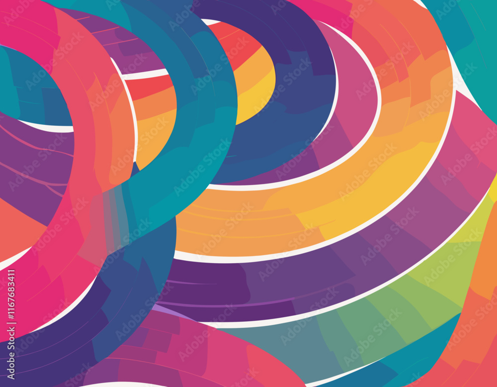 Poster color gradient line shapes. abstract wavy ribbons. vector rainbow spiral design elements