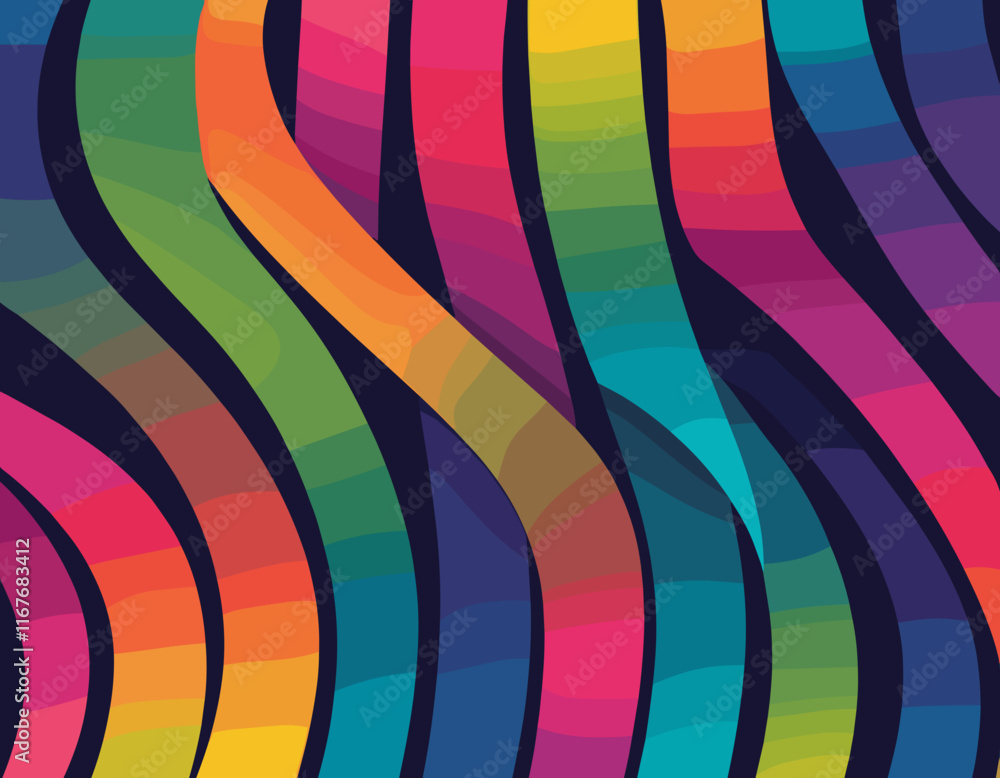Poster color gradient line shapes. abstract wavy ribbons. vector rainbow spiral design elements