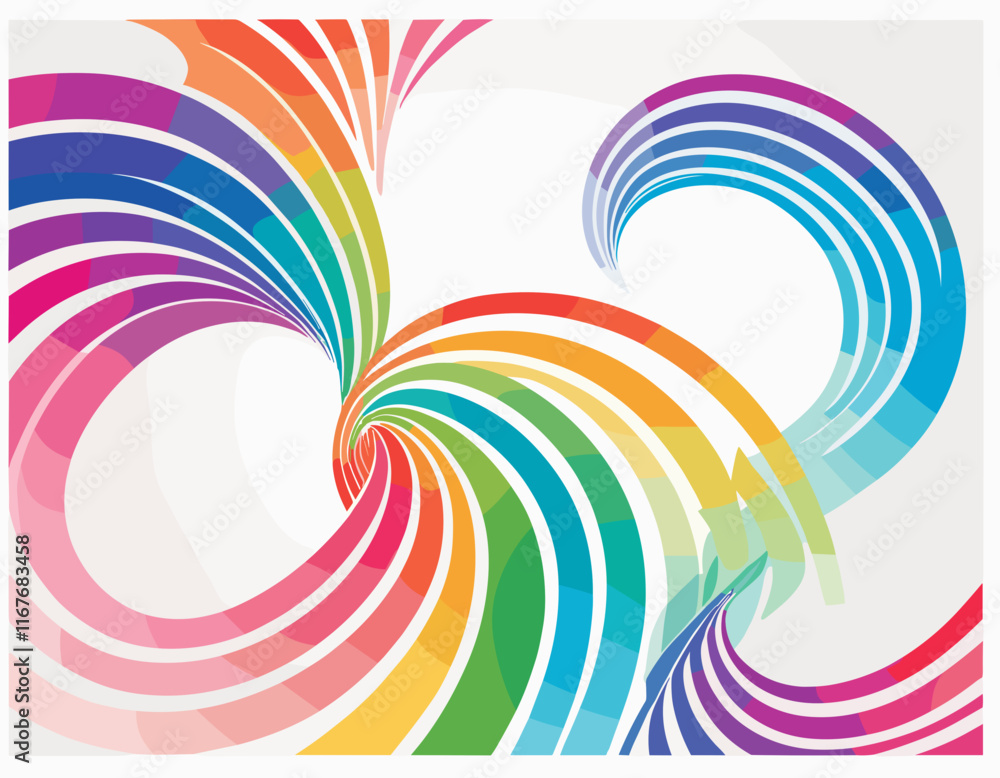Poster color gradient line shapes. abstract wavy ribbons. vector rainbow spiral design elements