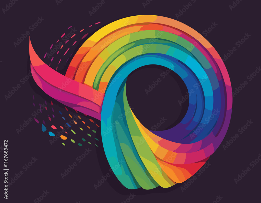 Poster color gradient line shapes. abstract wavy ribbons. vector rainbow spiral design elements