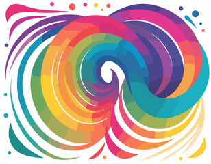 Color Gradient Line Shapes. Abstract Wavy Ribbons. Vector Rainbow Spiral Design Elements