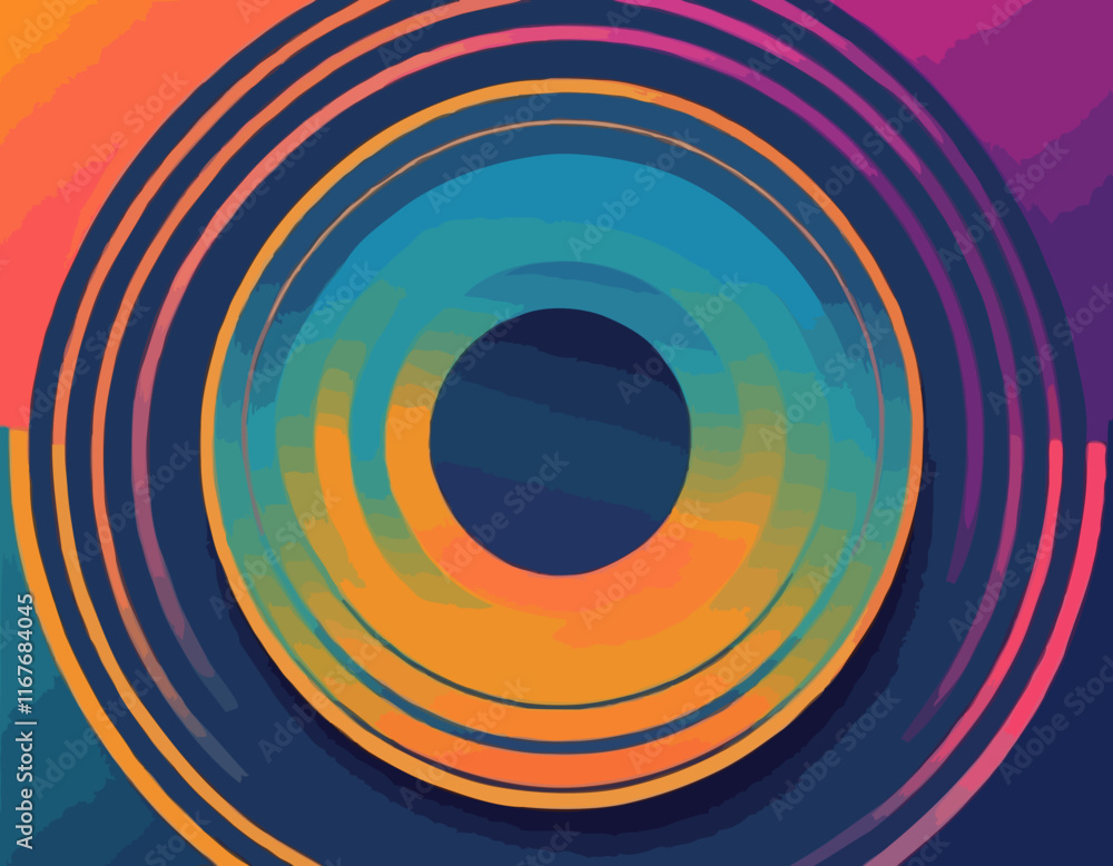 Poster background with circle gradient lines. abstract geometric vector pattern.