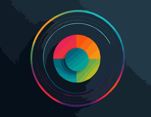 Background with Circle Gradient Lines. Abstract Geometric Vector Pattern.