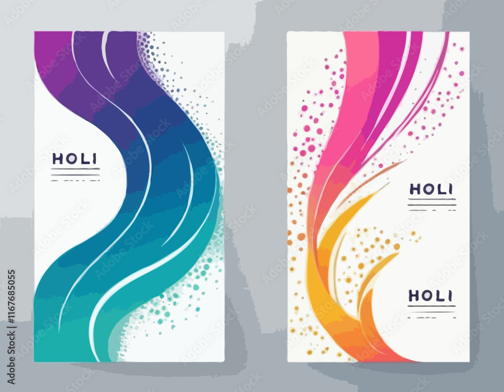 Aufkleber abstract holi banners with gradient colored curve shape. vector posters with waves.