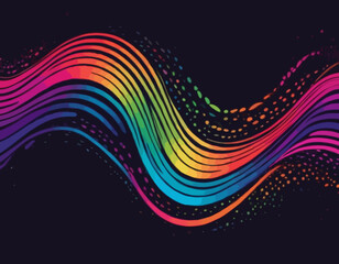 Abstract Wavy Rainbow Lines. Vector Celebration Squiggle Ribbons. Swirl Neon Colored Lines. Background with Gradient Curve Shapes