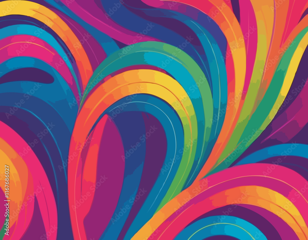 Poster geometric background with dynamic blue and green line shapes. vector pattern with squiggle gradient 
