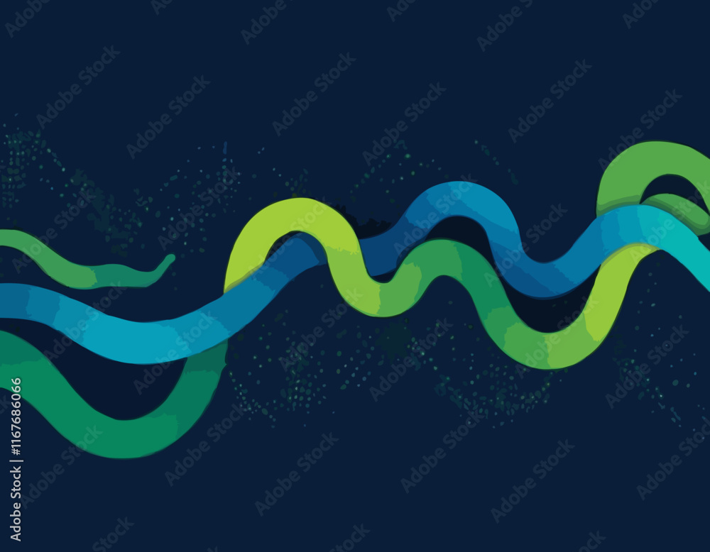 Aufkleber geometric background with dynamic blue and green line shapes. vector pattern with squiggle gradient 
