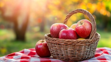 Bright Fruits in a Basket on a Table Outdoors