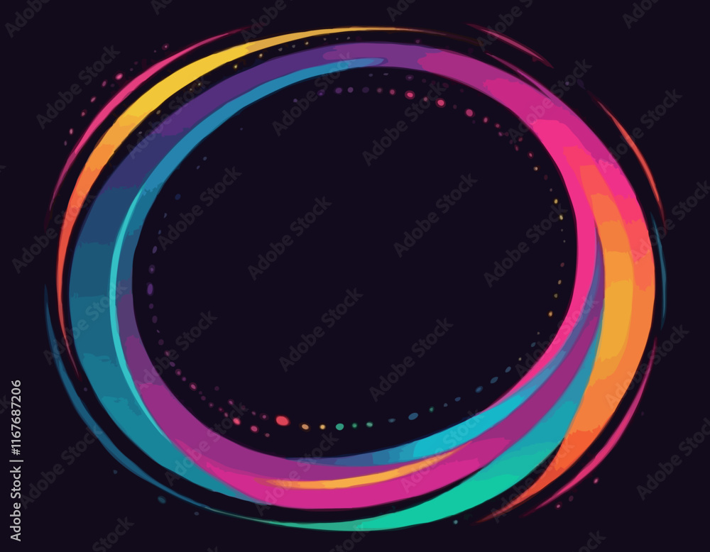 Aufkleber bright gradient lines on a dark background. colorful vivid curve frame. celebration background with 