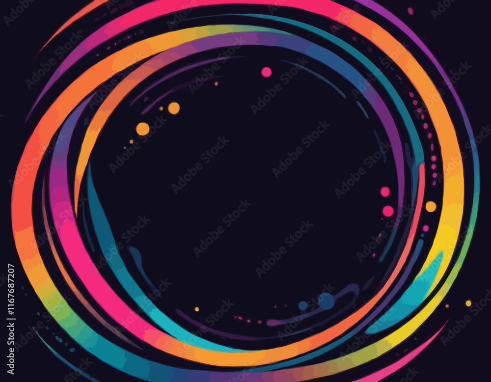 Aufkleber bright gradient lines on a dark background. colorful vivid curve frame. celebration background with 