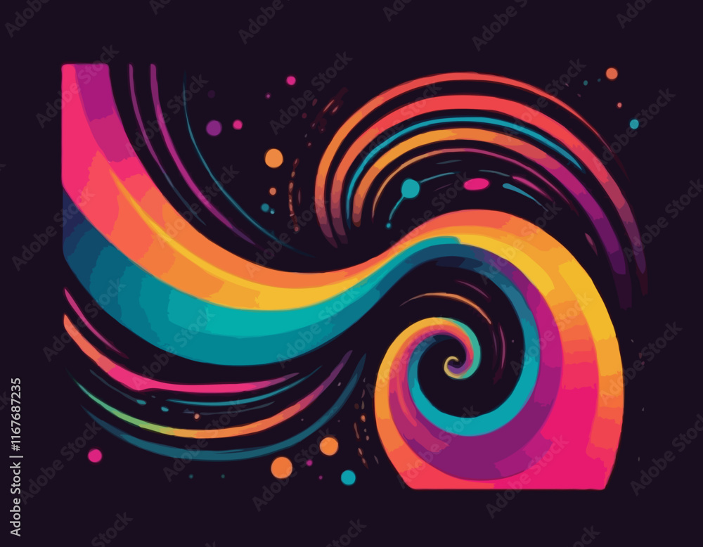 Aufkleber bright gradient lines on a dark background. colorful vivid curve frame. celebration background with 