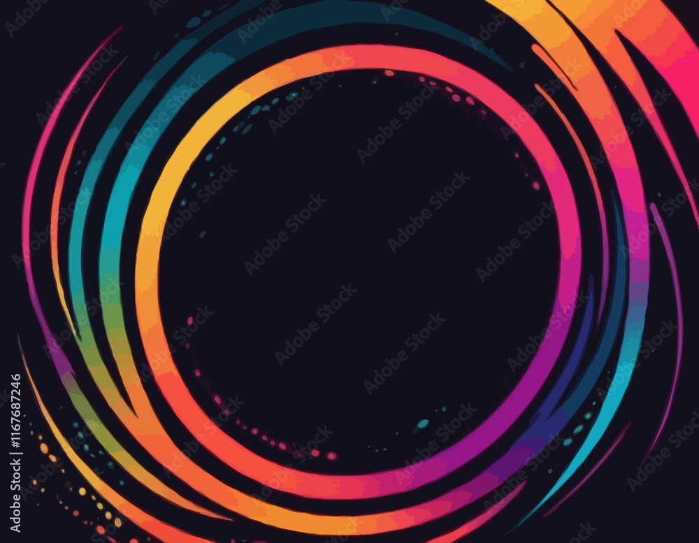 Aufkleber bright gradient lines on a dark background. colorful vivid curve frame. celebration background with 