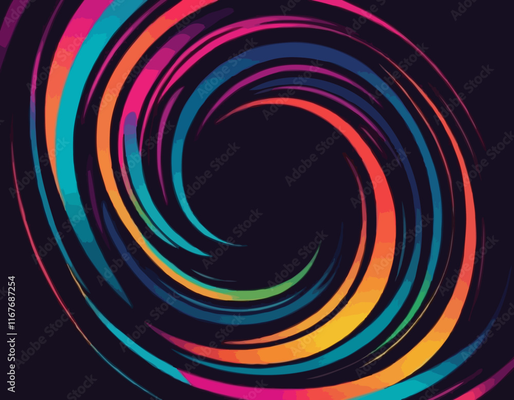 Aufkleber bright gradient lines on a dark background. colorful vivid curve frame. celebration background with 