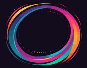 Obraz premium Bright Gradient Lines on a Dark Background. Colorful Vivid Curve Frame. Celebration Background with Swirl Spiral Pattern in Graffiti Style.