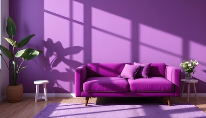 modern living room with purple sofa