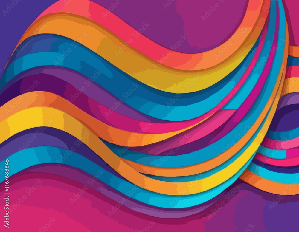 Poster abstract vector background with dynamic gradient lines. wavy color geometric shapes. 3d swirl wave e