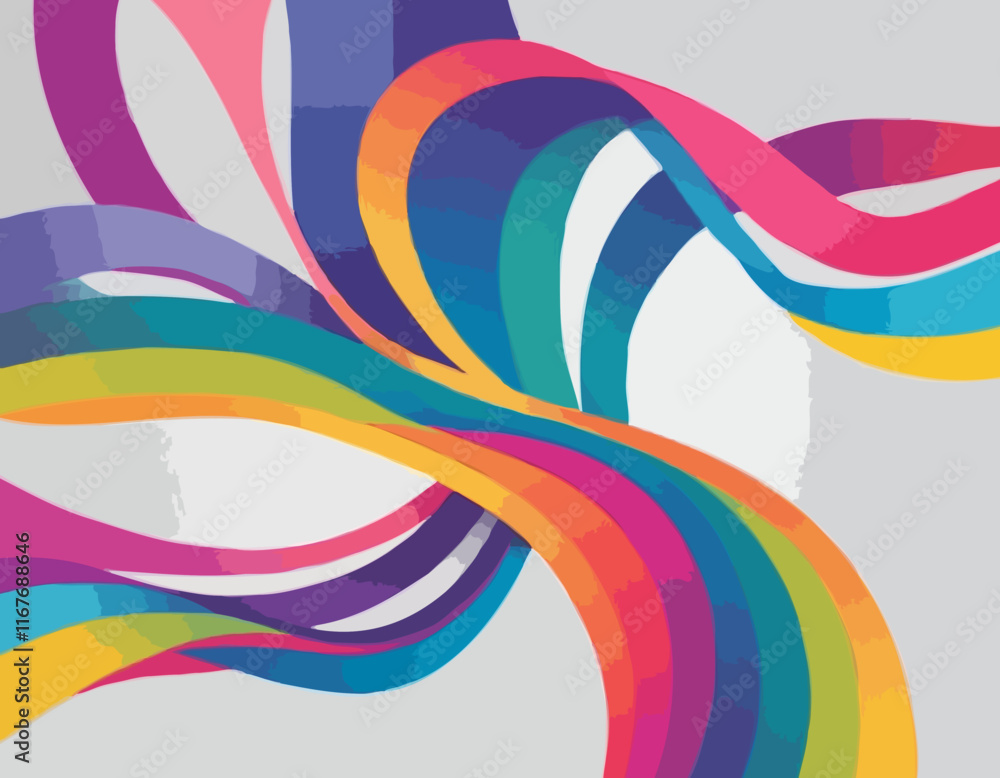 Poster abstract vector background with dynamic gradient lines. wavy color geometric shapes. 3d swirl wave e