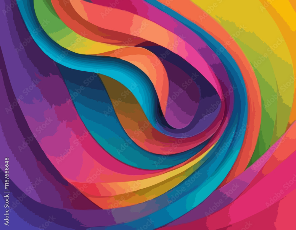 Poster abstract vector background with dynamic gradient lines. wavy color geometric shapes. 3d swirl wave e