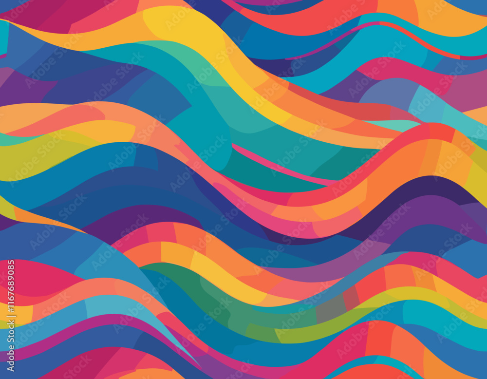 Poster abstract background with gradient color wave pattern. 3d wavy rainbow lines. vector geometric design