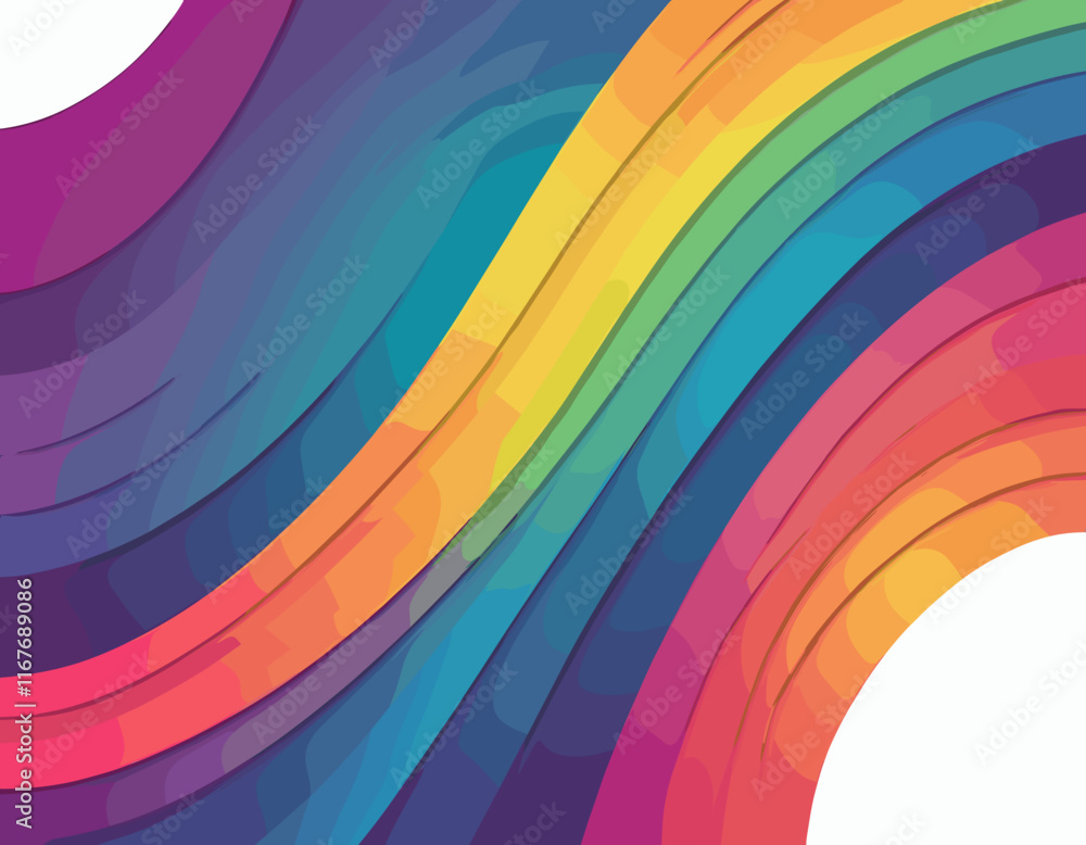 Poster abstract background with gradient color wave pattern. 3d wavy rainbow lines. vector geometric design