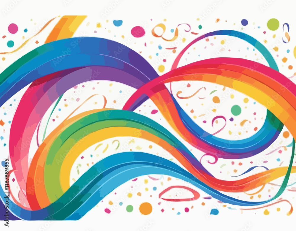 Poster abstract 3d pattern with squiggle gradient lines. curve and dynamic rainbow shapes on a white backgr