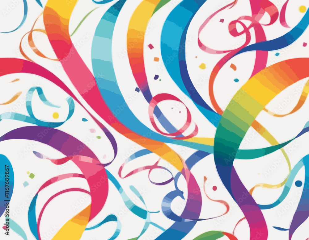 Poster abstract 3d pattern with squiggle gradient lines. curve and dynamic rainbow shapes on a white backgr