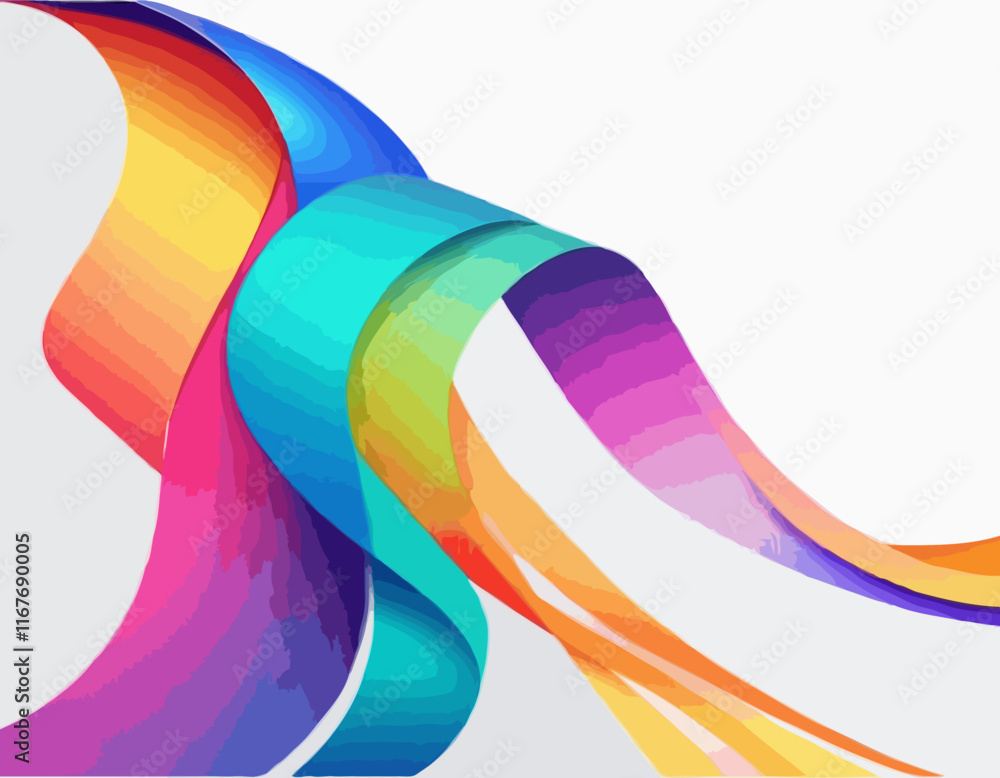 Poster color waves with rainbow gradient. abstract modern shapes. vector background with color dynamic ribb