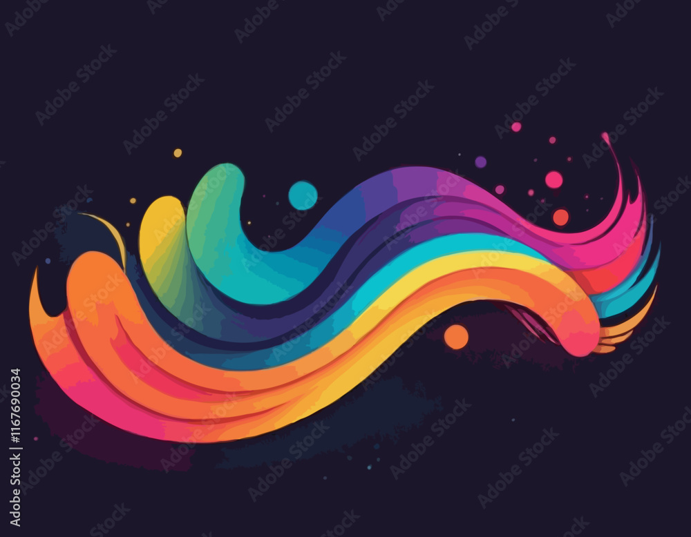 Poster color waves with rainbow gradient. abstract modern shapes. vector background with color dynamic ribb