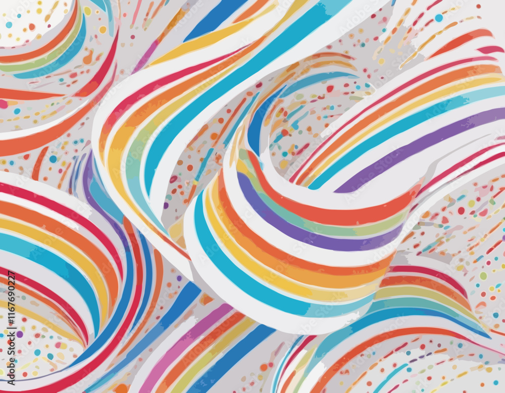 Poster set of gradient lines in doodle style. abstract 3d graphic design elements. vector color squiggle sh