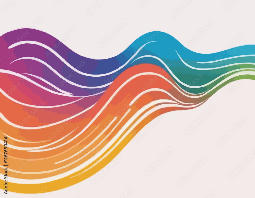 Poster abstract backgrounds with color squiggle lines. rainbow gradient design elements
